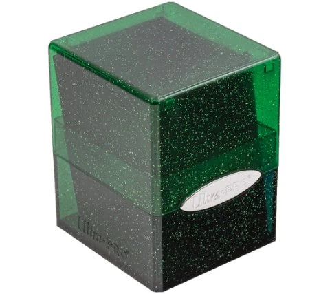 Ultra Pro Deckbox Satin Cube Green With Silver Glitter 3 Ultra Pro Deckbox Satin Cube Green With Silver Glitter - Image 2