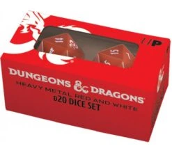 Ultra Pro Dungeons And Dragons: Heavy Metal Dice Set D20 - Red And White (2 Pieces)