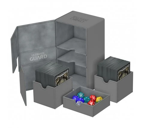 Ultimate Guard Twin Flip'n'Tray Deck Case 200+ XenoSkin Gray 3 Ultimate Guard Twin Flip'n'Tray Deck Case 200+ XenoSkin Gray