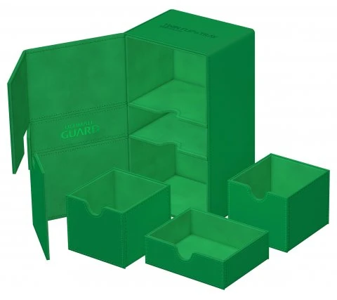 Ultimate Guard Twin Flip'n'Tray Eck Case 200+ XenoSkin Monocolor Green 4 Ultimate Guard Twin Flip'n'Tray Eck Case 200+ XenoSkin Monocolor Green - Image 2